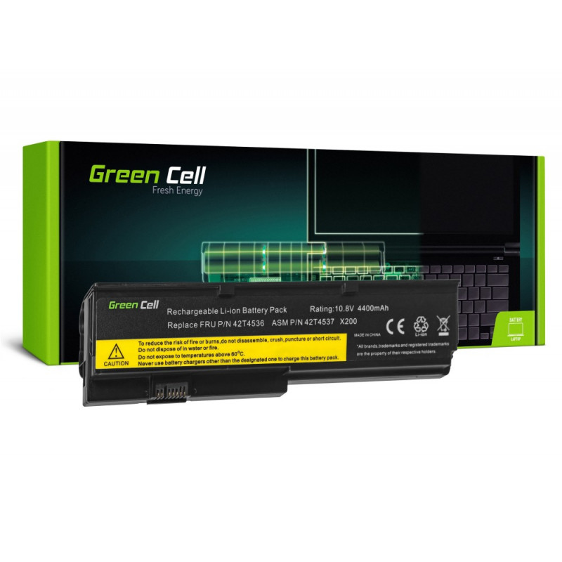 Zöld cellás akkumulátor Lenovo ThinkPad X200 X201 X200s X201i / 11,1V 4400mAh