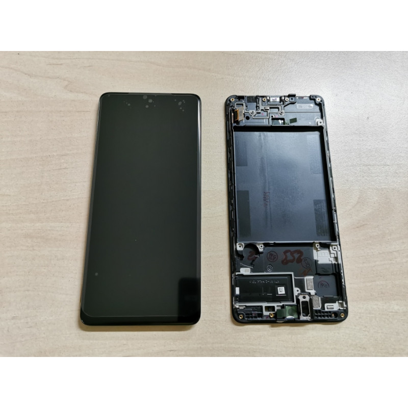 Samsung A71 LCD eredeti kijelző fekete, előlappal
